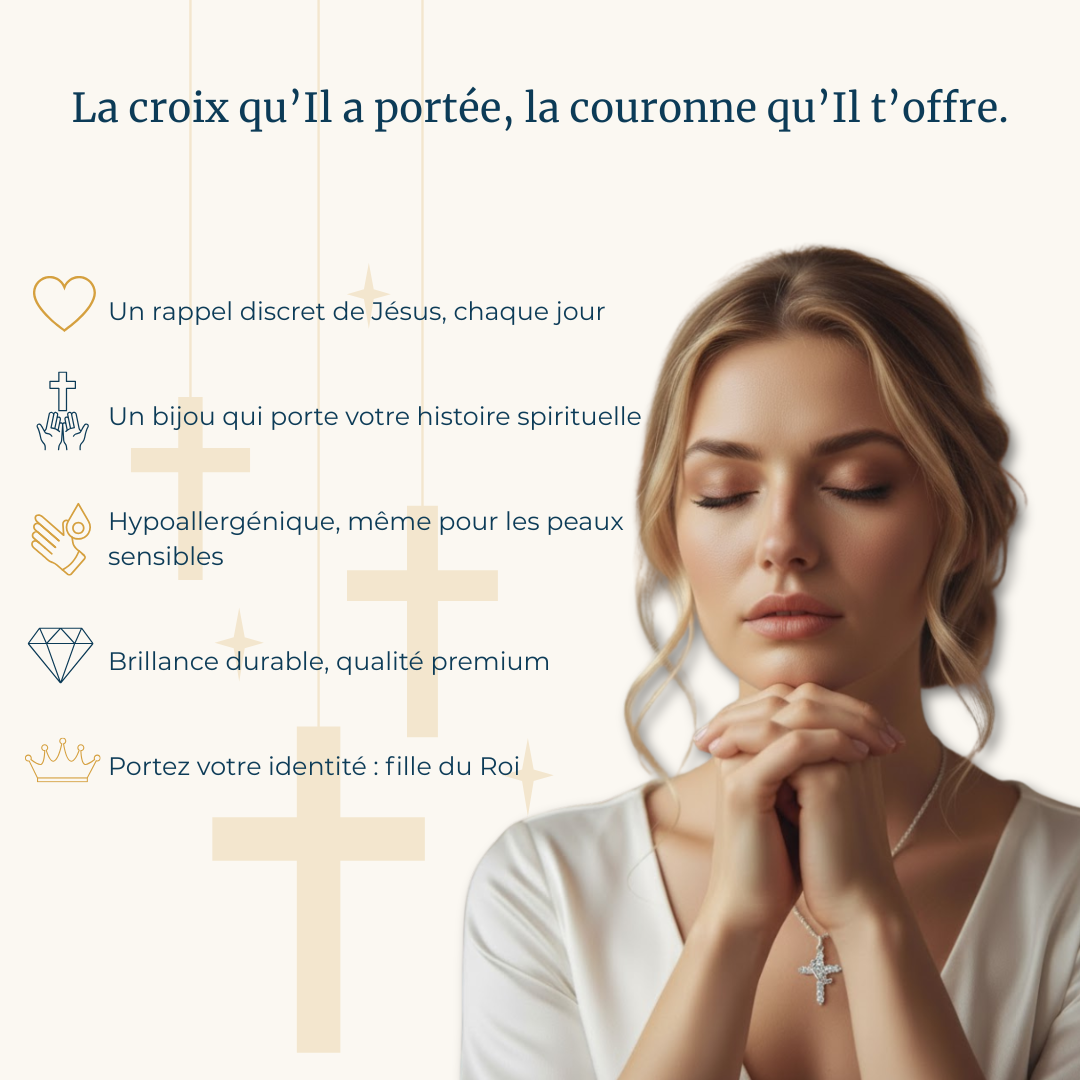 Collier croix avec couronne