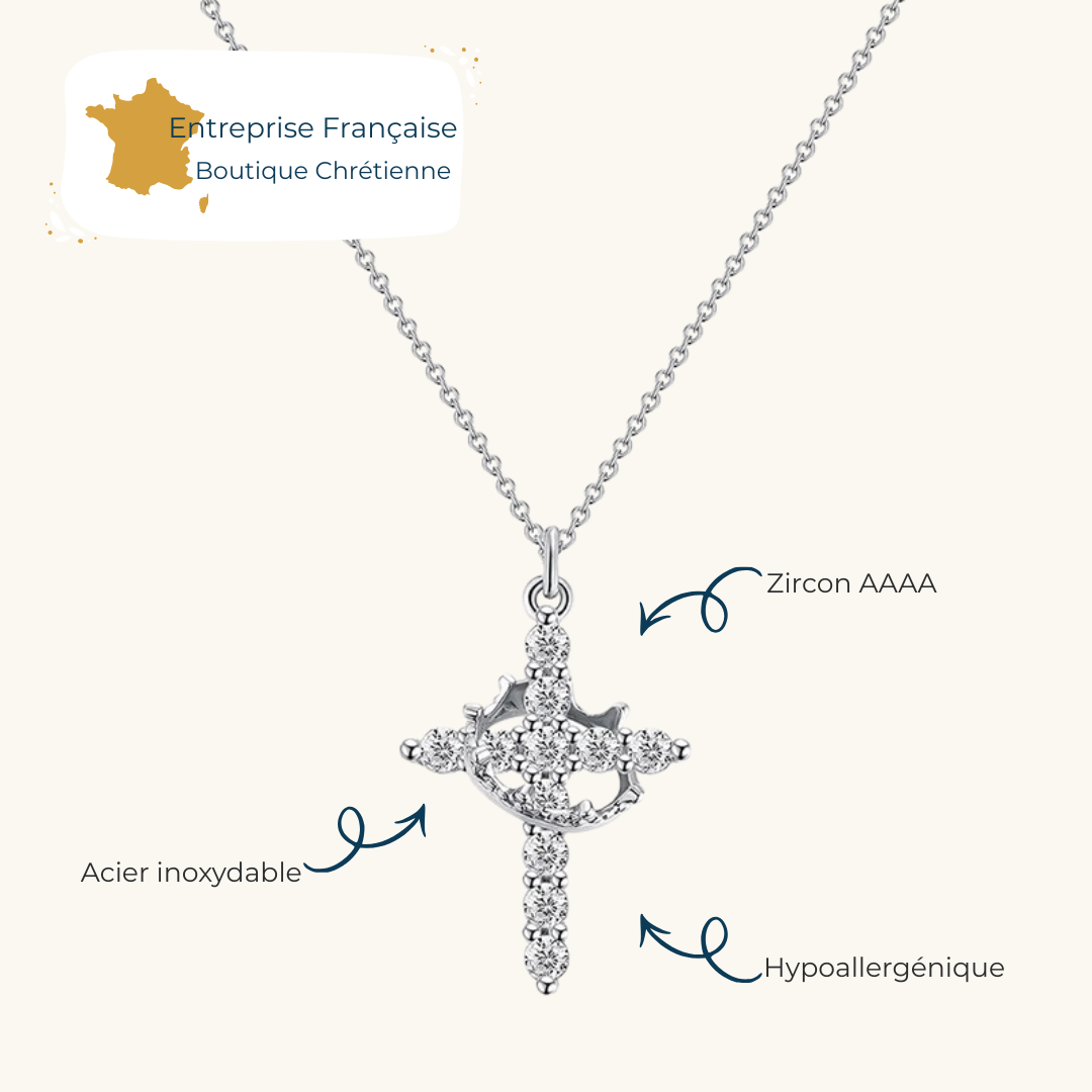 Collier croix avec couronne