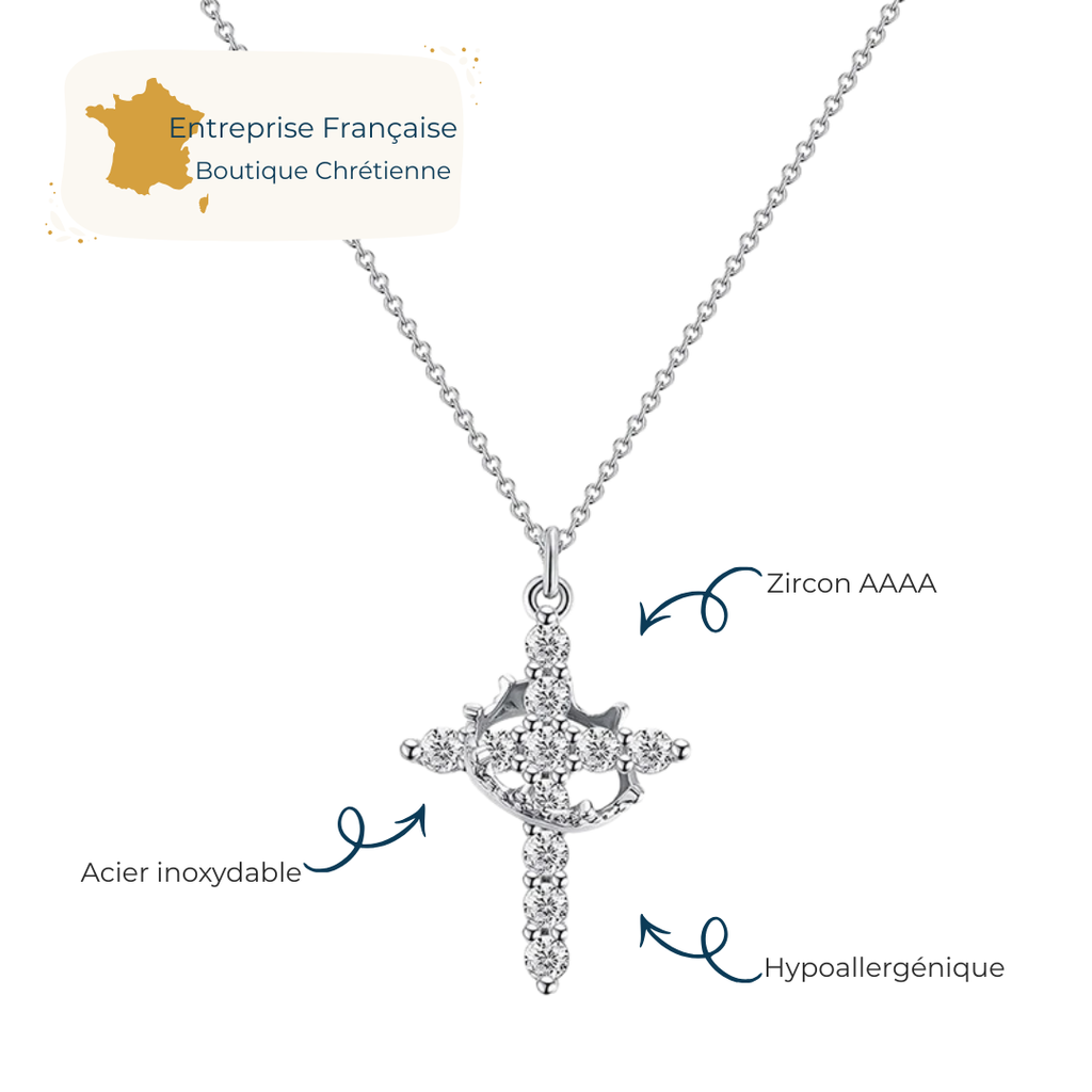 Collier en croix avec couronne pour renforcer ta foi
