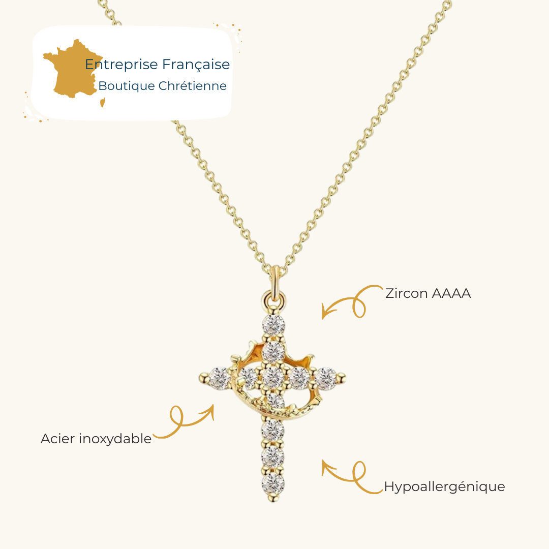 Collier croix avec couronne