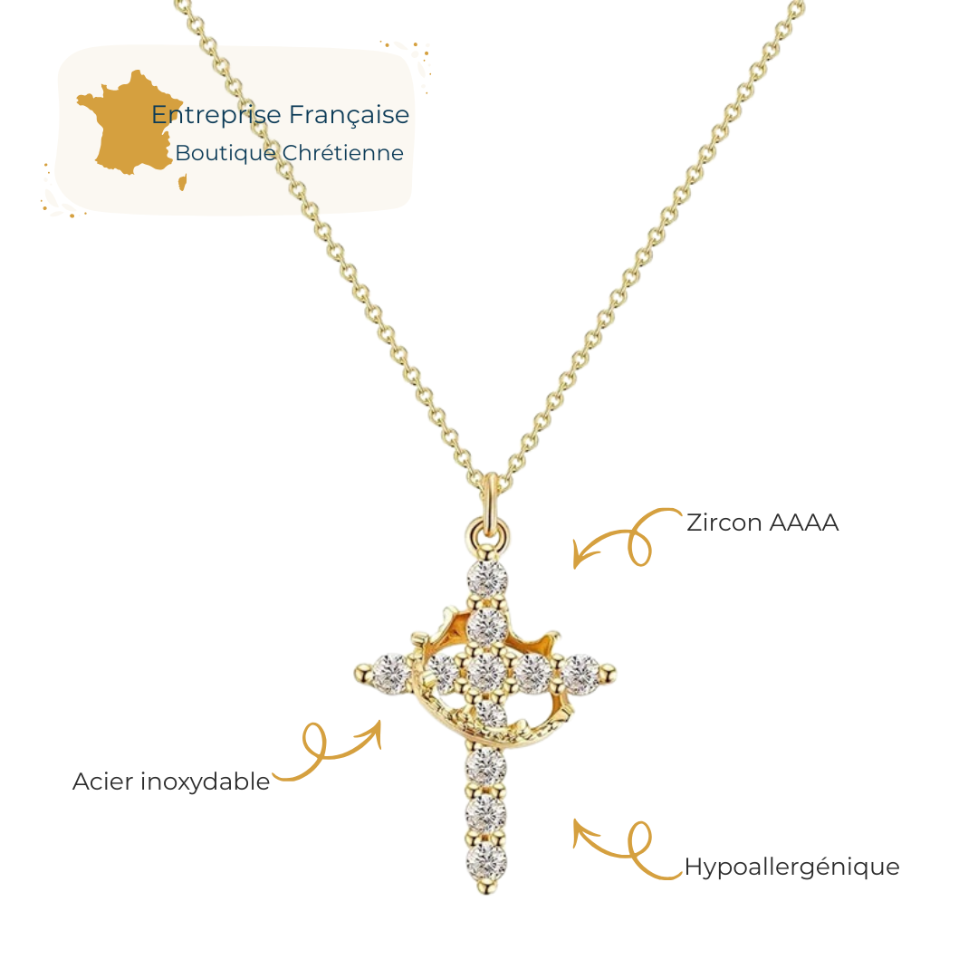 Collier en croix avec couronne pour renforcer ta foi